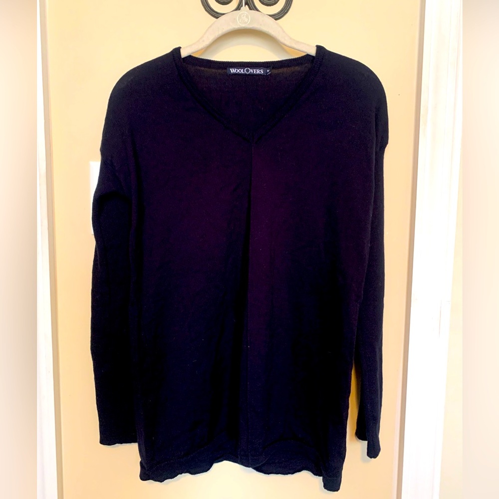 Woolovers Black 100% Merino Wool Super Soft Long Sleeve Sweater Size M